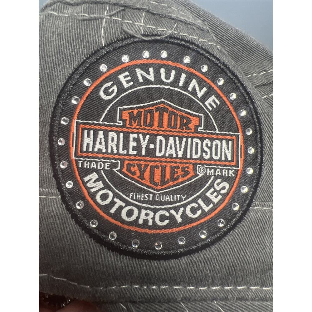 Harley Davidson womens hat jeweled logo motorcycle Grey one-size rhinestones Cap